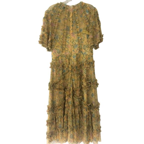 Mac Duggal  Floral Flutter-Sleeve Mesh Print Tea-Length Dress Size 8 NWT - Picture 4 of 11